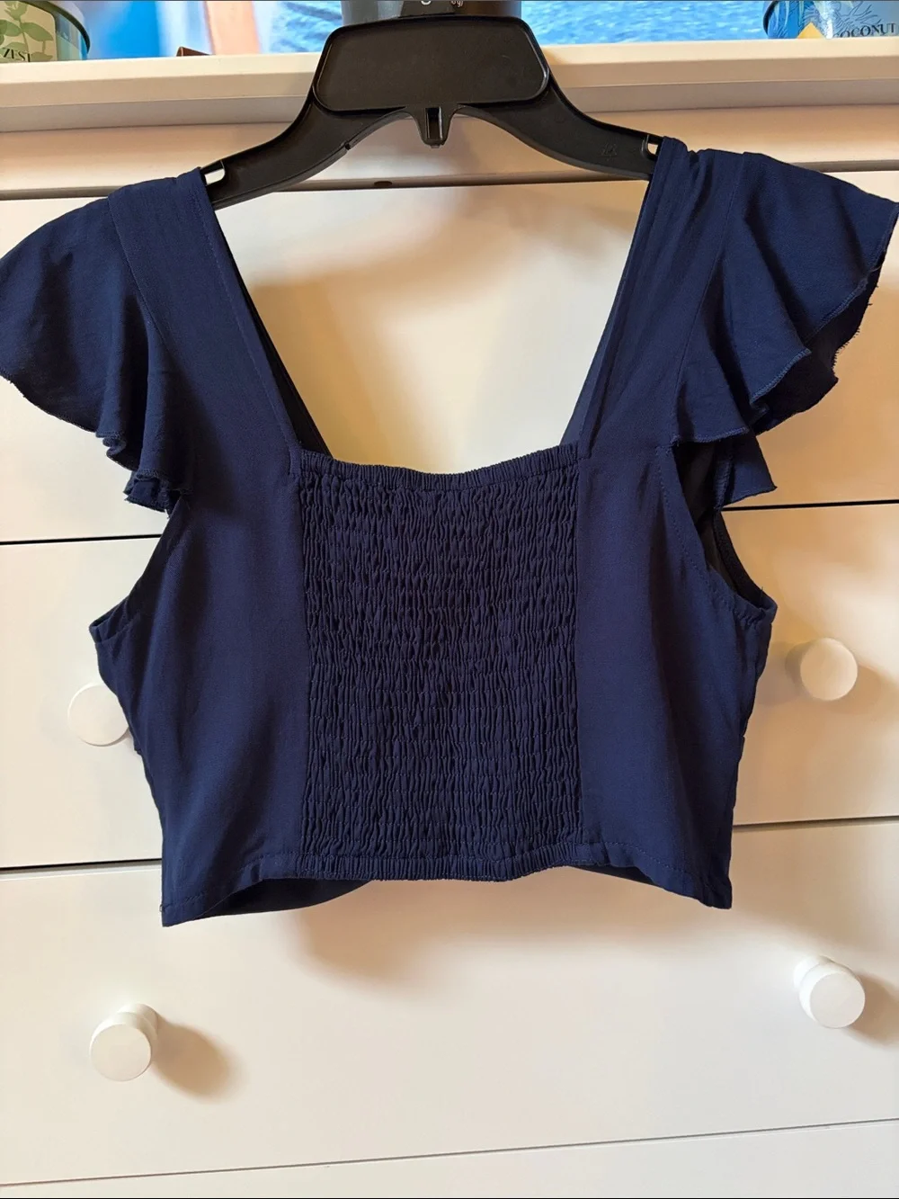 ☀️ SHEIN WOMENS SIZE SMALL NAVY BLUE KNOT FRONT CROP TOP
